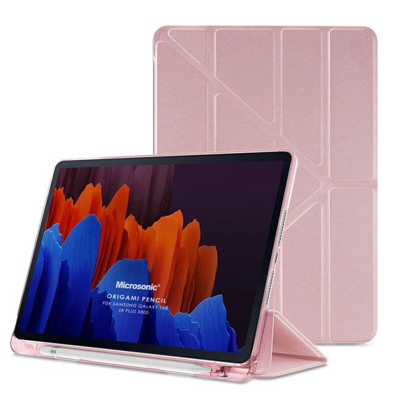 Microsonic Samsung Galaxy Tab S8 Plus X800 Kılıf Origami Pencil Rose Gold 1