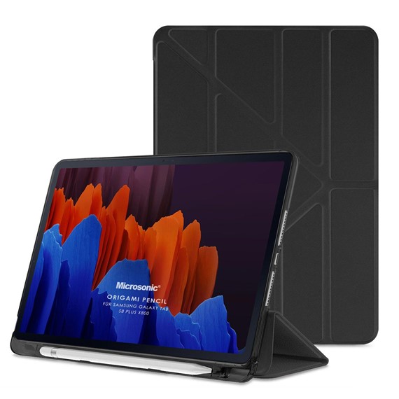 Microsonic Samsung Galaxy Tab S8 Plus X800 Kılıf Origami Pencil Siyah 1