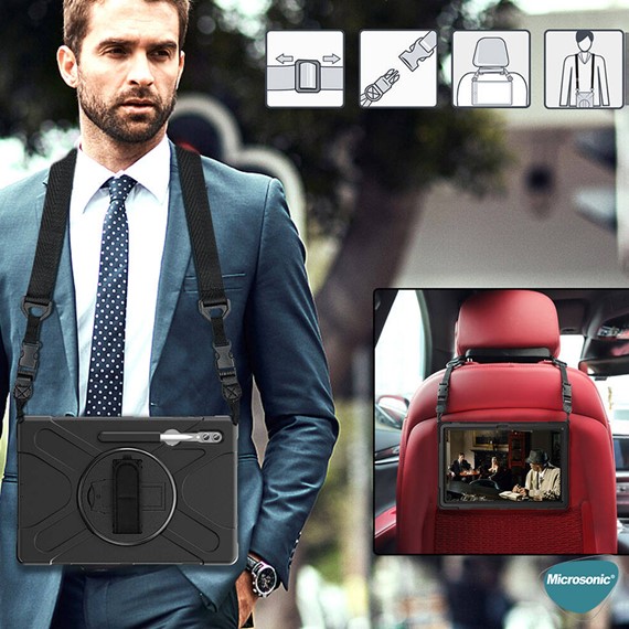 Microsonic Samsung Galaxy Tab S10 Ultra X920 Kılıf Heavy Defender Siyah 3