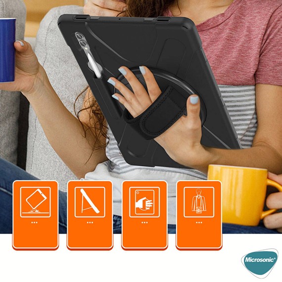 Microsonic Samsung Galaxy Tab S10 Ultra X920 Kılıf Heavy Defender Siyah 6