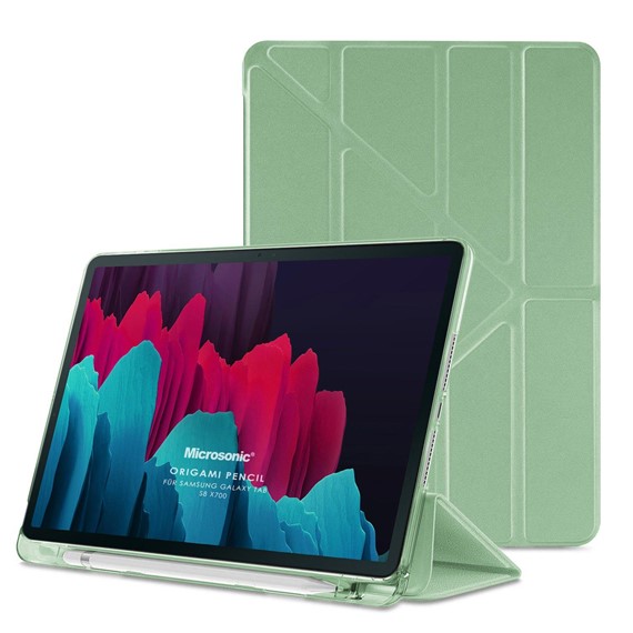 Microsonic Samsung Galaxy Tab S8 X700 Kılıf Origami Pencil Açık Yeşil 1