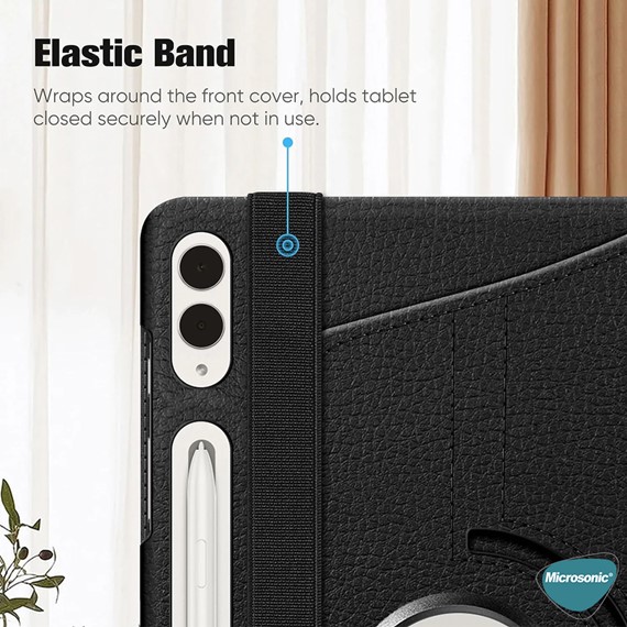 Microsonic Samsung Galaxy Tab S9 FE Kılıf 360 Rotating Stand Deri Mor 3
