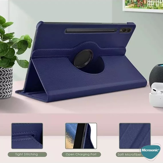 Microsonic Samsung Galaxy Tab S9 FE Kılıf 360 Rotating Stand Deri Mor 4