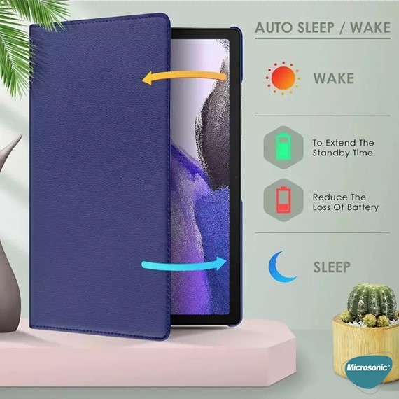 Microsonic Samsung Galaxy Tab S9 FE Kılıf 360 Rotating Stand Deri Mor 5