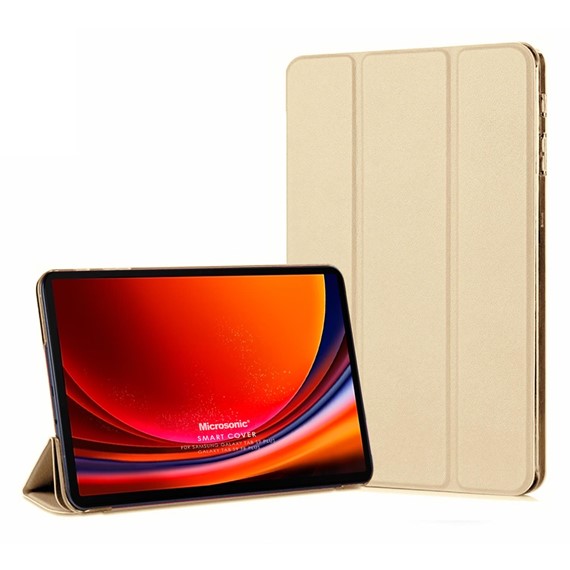 Microsonic Samsung Galaxy Tab S9 Plus X810 Kılıf Slim Translucent Back Smart Cover Gold 1