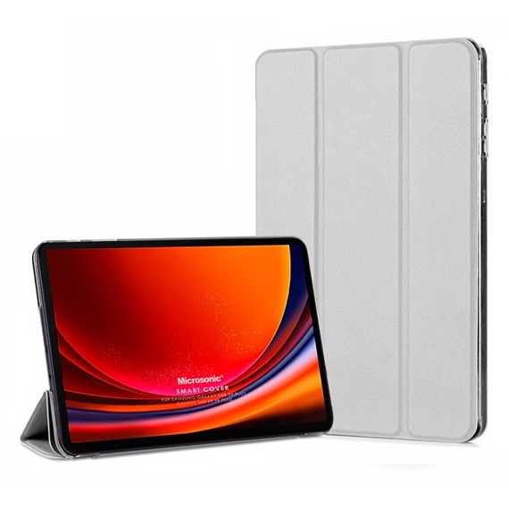 Microsonic Samsung Galaxy Tab S9 FE Kılıf Slim Translucent Back Smart Cover Gümüş 1