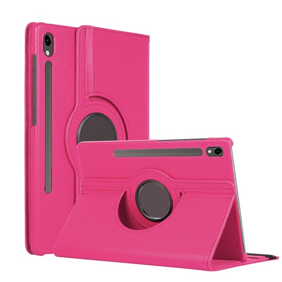 Microsonic Samsung Galaxy Tab S9 X710 Kılıf 360 Rotating Stand Deri Koyu Pembe 1