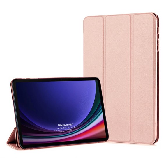 Microsonic Samsung Galaxy Tab S9 FE Kılıf Slim Translucent Back Smart Cover Rose Gold 1