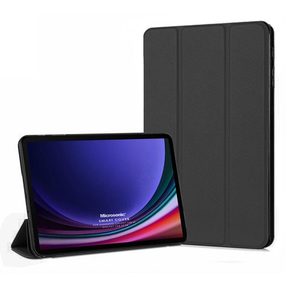 Microsonic Samsung Galaxy Tab S9 X710 Kılıf Slim Translucent Back Smart Cover Siyah 1