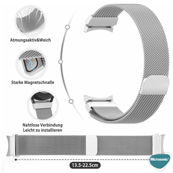 Microsonic Samsung Galaxy Watch 4 44mm Kordon Milano Loop Gümüş 2