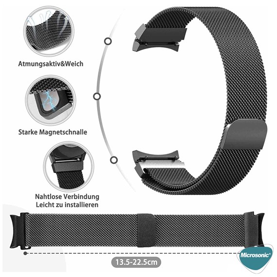 Microsonic Samsung Galaxy Watch FE Kordon Milano Loop Siyah 3