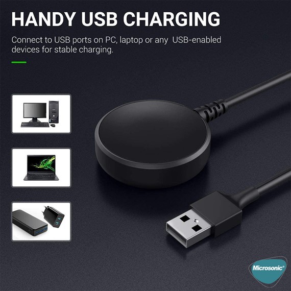 Microsonic Samsung Galaxy Watch 6 44mm Manyetik USB 2 Amper Şarj Kablosu Siyah 4