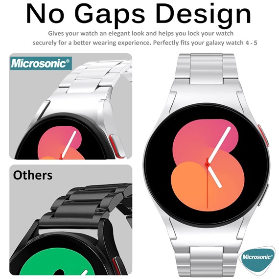 Microsonic Samsung Galaxy Watch FE Solid Steel Kordon Gümüş 6