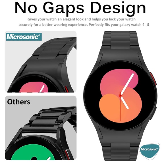 Microsonic Samsung Galaxy Watch FE Solid Steel Kordon Siyah 6