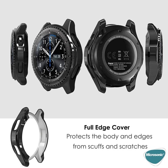 Microsonic Samsung Galaxy Watch 4 Classic 42mm Kılıf 360 Full Round Soft Silicone Siyah 4