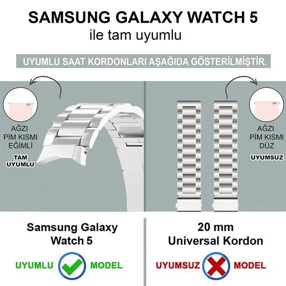 Microsonic Samsung Galaxy Watch 5 44mm Solid Steel Kordon Gümüş 3