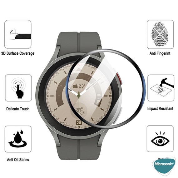 Microsonic Samsung Galaxy Watch 5 Pro 45mm Tam Kaplayan Nano Cam Ekran Koruyucu Siyah 6