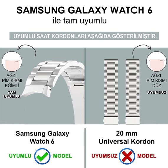 Microsonic Samsung Galaxy Watch 6 44mm Solid Steel Kordon Gümüş 3