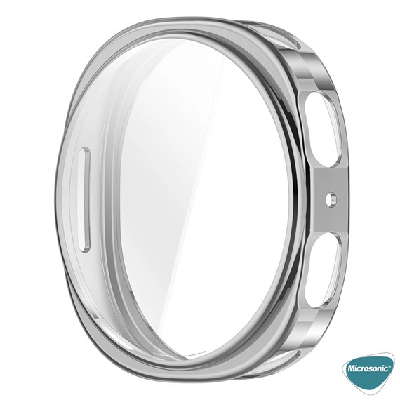 Microsonic Samsung Galaxy Watch 8 44mm Kılıf Ekranı Tam Kaplayan 360 Full Round Soft Silicone Gümüş 3