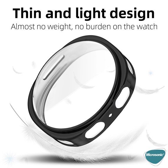 Microsonic Samsung Galaxy Watch 8 40mm Kılıf Ekranı Tam Kaplayan 360 Full Round Soft Silicone Gümüş 4
