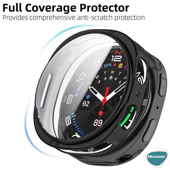 Microsonic Samsung Galaxy Watch 8 40mm Kılıf Ekranı Tam Kaplayan 360 Full Round Soft Silicone Gümüş 5