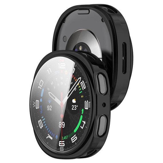 Microsonic Samsung Galaxy Watch 8 44mm Kılıf Ekranı Tam Kaplayan 360 Full Round Soft Silicone Siyah 2