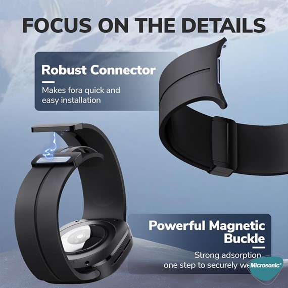 Microsonic Samsung Galaxy Watch 8 40mm Kordon Ribbon Line Koyu Gri 2