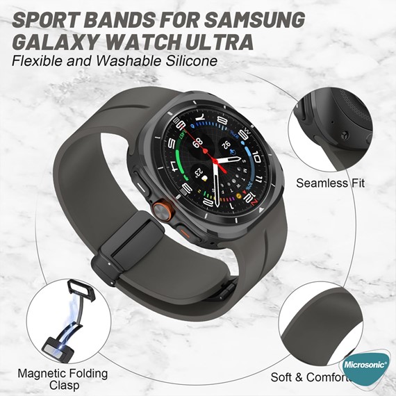 Microsonic Samsung Galaxy Watch 8 40mm Kordon Ribbon Line Koyu Gri 4