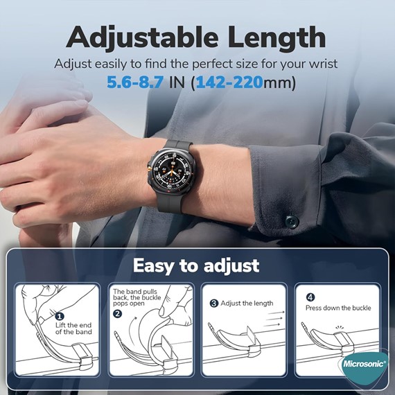 Microsonic Samsung Galaxy Watch 8 40mm Kordon Ribbon Line Koyu Gri 5