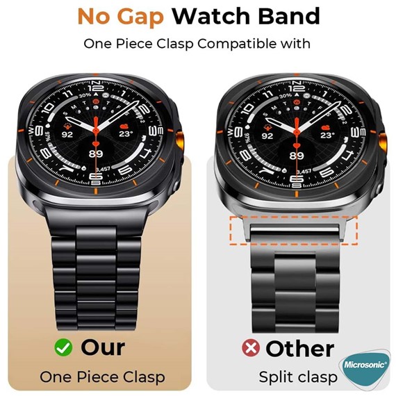 Microsonic Samsung Galaxy Watch 8 44mm Metal Stainless Steel Kordon Siyah 3