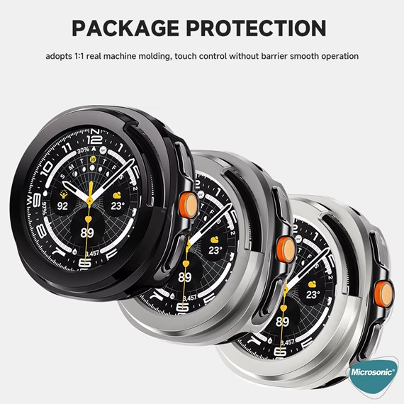 Microsonic Samsung Galaxy Watch 8 Classic 46mm Kılıf Matte Premium Slim WatchBand Şeffaf 3