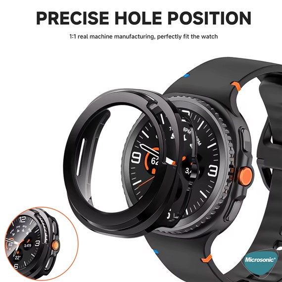 Microsonic Samsung Galaxy Watch 8 Classic 46mm Kılıf Matte Premium Slim WatchBand Şeffaf 4