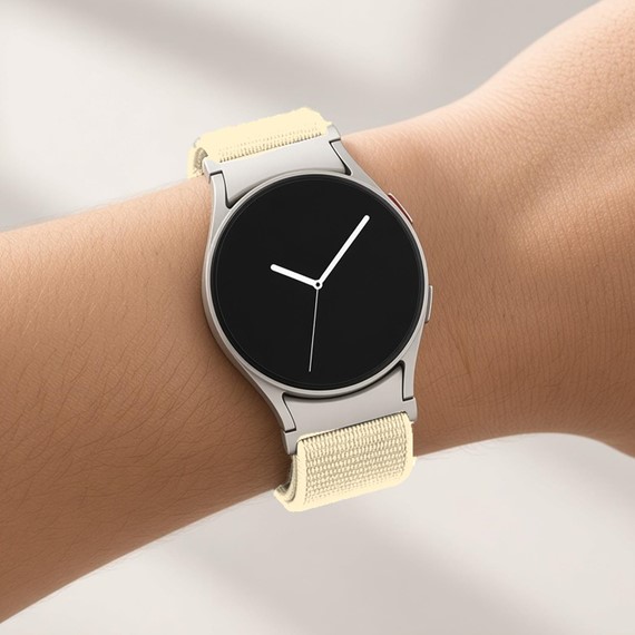 Microsonic Samsung Galaxy Watch 8 Classic 46mm Kordon FlexWeave Kumaş Bej 3