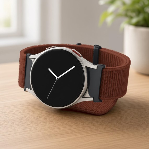 Microsonic Samsung Galaxy Watch 8 Classic 46mm Kordon FlexWeave Kumaş Kahverengi 5