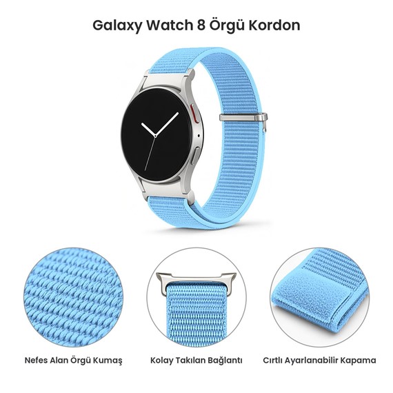 Microsonic Samsung Galaxy Watch 8 Classic 46mm Kordon FlexWeave Kumaş Mavi 4