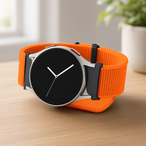 Microsonic Samsung Galaxy Watch 8 Classic 46mm Kordon FlexWeave Kumaş Turuncu 5