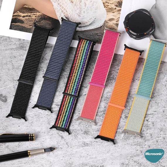 Microsonic Samsung Galaxy Watch Ultra Hasırlı Kordon Woven Sport Loop Bej 2