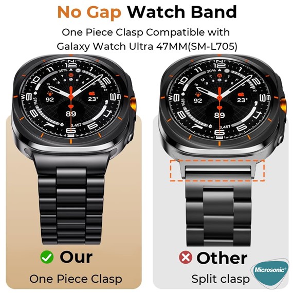 Microsonic Samsung Galaxy Watch Ultra Metal Stainless Steel Kordon Gümüş 3