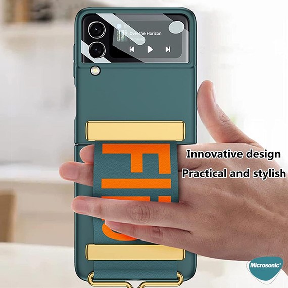 Microsonic Samsung Galaxy Z Flip 3 Kılıf Flio Strap Mor 2