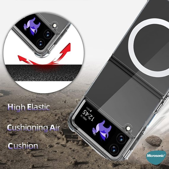 Microsonic Samsung Galaxy Z Flip 4 Kılıf MagSafe Clear Soft Şeffaf 4