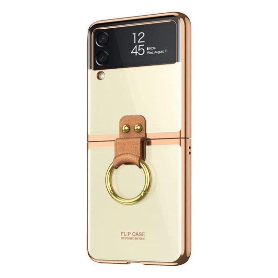 Microsonic Samsung Galaxy Z Flip 3 Kılıf Ring Loft Clear Gold 1