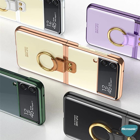 Microsonic Samsung Galaxy Z Flip 3 Kılıf Ring Loft Clear Koyu Yeşil 3