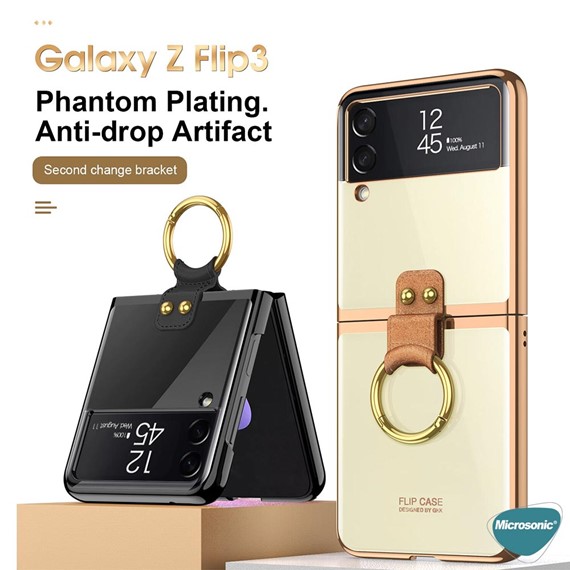 Microsonic Samsung Galaxy Z Flip 3 Kılıf Ring Loft Clear Koyu Yeşil 6