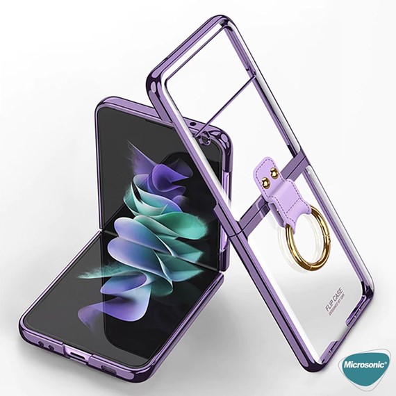 Microsonic Samsung Galaxy Z Flip 3 Kılıf Ring Loft Clear Mor 2