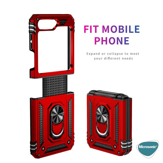 Microsonic Samsung Galaxy Z Flip 6 Kılıf Military Ring Holder Lacivert 6