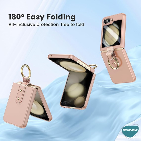 Microsonic Samsung Galaxy Z Flip 5 Kılıf Ring Fall Platinum Pembe 3