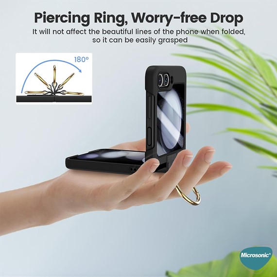Microsonic Samsung Galaxy Z Flip 5 Kılıf Ring Fall Platinum Gümüş 4