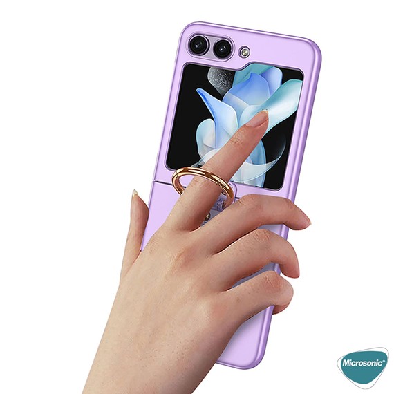 Microsonic Samsung Galaxy Z Flip 5 Kılıf Ring Fall Platinum Gümüş 6
