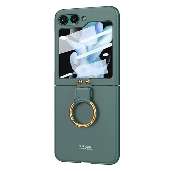 Microsonic Samsung Galaxy Z Flip 5 Kılıf Ring Fall Platinum Koyu Yeşil 1