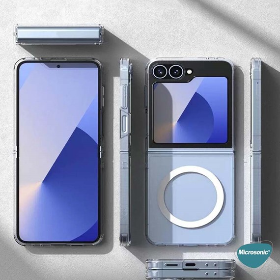 Microsonic Samsung Galaxy Z Flip 7 FE Kılıf MagSafe Clear Soft Şeffaf 5